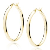 Cercei rotunzi argint placati cu aur galben Ø30 mm x 3 mm Classic Hoops DiAmanti KHV330G-DIA